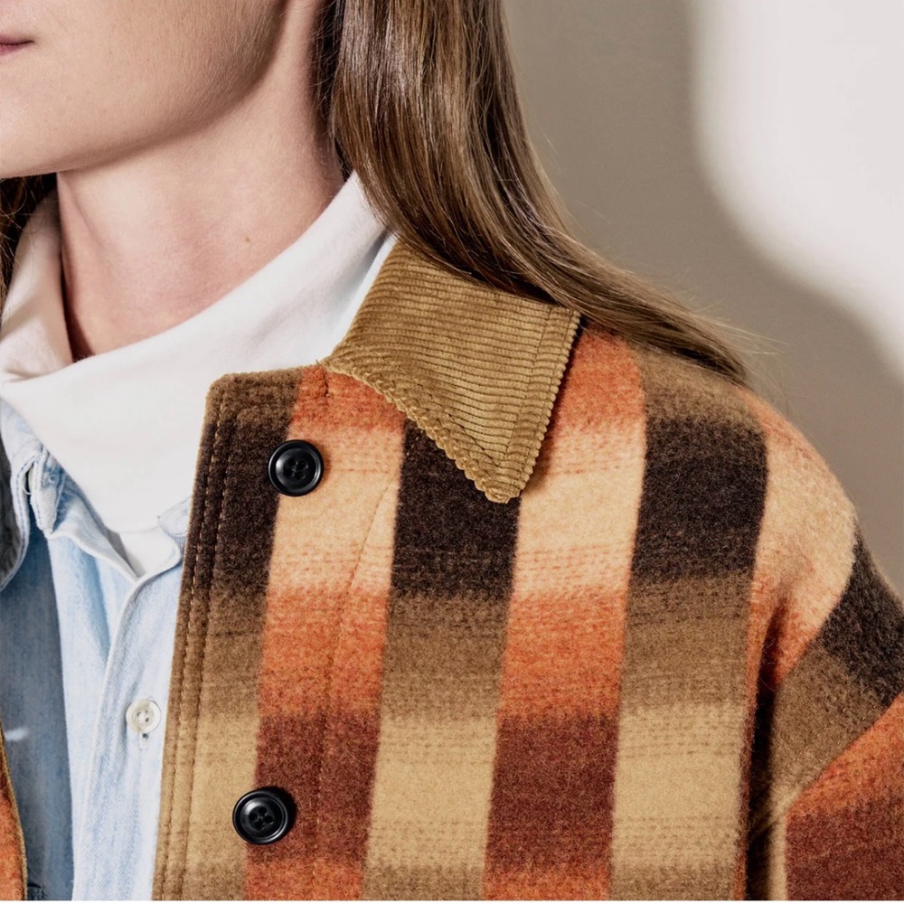 🎁New Oversized Plaid Jacket with Corduroy Collar🎁 - Picture 5 of 15